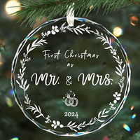 Pendentifs en verre à impression UV pour sapin de Noël, ornements ronds facettés en cristal, vente en gros