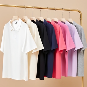 Polo en coton et polyester 240 GSM, poids lourd, streetwear, manches courtes, logo personnalisé brodé ou imprimé, homme/femme - Product Image 1