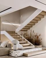 Escalier flottant en chêne massif de luxe, design moderne avec support dissimulé pour projet d'intérieur