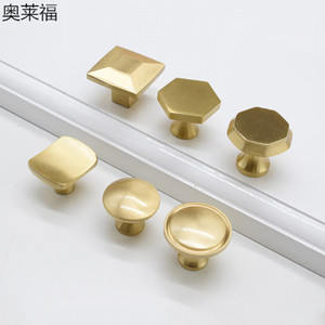 Geometric Cabinet Knobs Brushed Gold <b>Copper</b> Minimalist Furniture <b>Handle</b> Drawer Door Pulls - Product Image 1