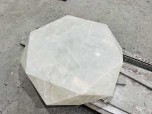Tavolino da caffè moderno di lusso con taglio diamantato Top in marmo garanzia di 1 anno controsoffitto in pietra naturale al quarzo artificiale - Product Image 2