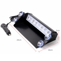 Barre lumineuse de signalisation d'urgence à 8 LED |   Balise d'avertissement à fixation par ventouse 12V-24V pour camion de pompiers et ambulance