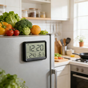 Reloj <span class=keywords><strong>Despertador</strong></span> Digital LCD Magnético Delgado Inteligente y Simple de Fábrica BSCI, Estación Meteorológica, Temperatura Interior, Humedad, Uso en el Hogar y la Oficina - Product Image 5