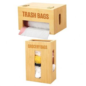 Dispensador de Bolsas de Basura de Bambú de Alta Calidad, Organizador de Bolsas de Basura, Soporte para Rollos de Bolsas de Basura para Cocina - Product Image 1