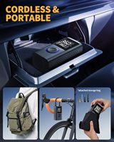 NOVUS NAC010 Mini Démarreur de Batterie de Voiture Portable 6000mAh 12V ABS avec Compresseur d'Air Monocylindre 150 PSI et Moniteur de Pression des Pneus