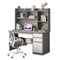 Bureau d'ordinateur portable durable pour le jeu avec tiroirs intégrés et étagère, design personnalisable blanc pour la maison, l'étude ou le bureau
