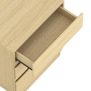 Comodino in legno di quercia naturale con due cassetti per riporre oggetti in camera da letto - Product Image 5