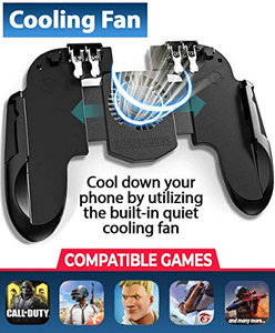 Upgraded Six-finger Wireless 2.4GHz ABS+Metal Black Mobile Gaming <b>Controller</b> H9 Cooling Fan Handbrake <b>Phone</b> Holder 4-6 Hours - Product Image 2