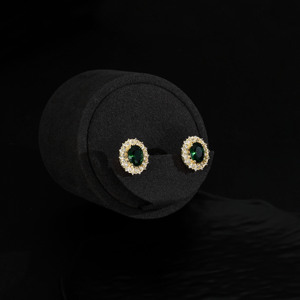 Luxury Vintage <b>Ruby</b> Emerald Jewelry Set Gold Plated CZ Halo Pendant <b>Necklace</b> Dangle Earrings for Women Bridal Party Gift - Product Image 4