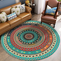 Tapis rond en acrylique de style bohème turc 2023, fabriqué à la machine, lavable