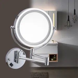 Miroir Led rond Miroir Led Miroir mural pliant Miroir de rasage grossissant Support Produit Vente en gros et personnalisation