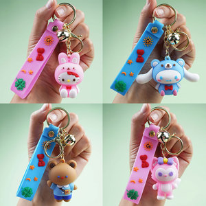 Bán buôn thiết kế mới kuromi <span class=keywords><strong>PVC</strong></span> cao su Carabiner móc khóa-sinh thái thân thiện 3D hình dạng phim hoạt hình Đồ chơi vòng chìa khóa cho quà tặng & túi quyến rũ - Product Image 3