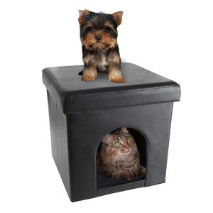 Pouf de lit pliable pour petit chien ou chat avec repose-pieds et oreiller intérieur - Product Image 1
