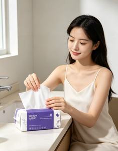 Serviettes jetables pour le visage, 200 unités, lingettes pour le visage, peau sensible, ultra douces, épaisses, en coton naturel, lingettes nettoyantes pour le visage, lingettes sèches pour bébé - Product Image 3