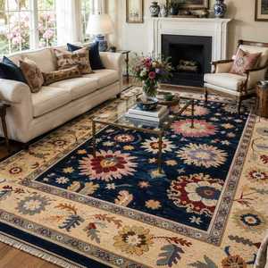 Floral Oushak Handknotted Wool Rug Rectangle Living <b>Room</b> - Product Image 1
