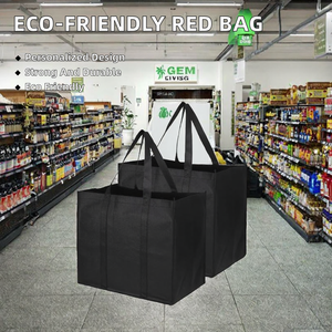 Custom Eco-Friendly Durable Red Nonwoven Shopping <b>Bag</b> Reusable Heavy Duty Carry <b>Bag</b> with Reinforced Handles <b>Large</b>/<b>Extra</b> <b>Large</b> - Product Image 2
