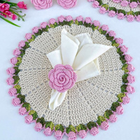 Offre Spéciale personnalisé taille et couleur 100% fait à la main Crochet tournesols caboteur résistant à la chaleur tapis de Table avec porte-serviettes