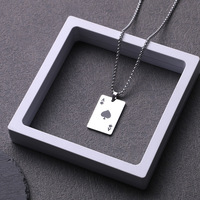 Collier en acier titane pour homme, collier en acier inoxydable avec carte de poker, cœur, bijoux tendance, chaîne à maillons décontractée hip-hop