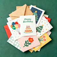 Usine personnalisée imprimé 50 pièces/paquet en vrac 4x6 pouces cartes de joyeux anniversaire enregistrables avec enveloppes et autocollants assortis