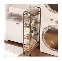 Chariot de rangement utilitaire à 4 niveaux sur roues Étagère étroite Chariot pour petits espaces dans la cuisine