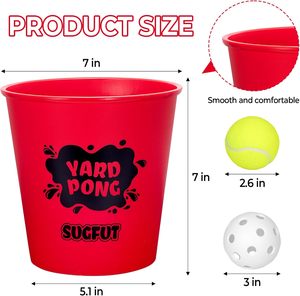 Jeu de lancer de seaux en plastique pour l'extérieur, unisexe, à partir de 5 ans, avec balles géantes de tennis de table, ensemble de 12 seaux et 4 balles, durable pour une utilisation en cour - Product Image 3