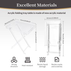 Table pliante en acrylique, plateau carré, plateau à boissons, petite table en acrylique transparente, table de service pour la cuisine et le bar, pour le salon - Product Image 2