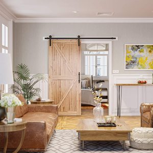 WEKIS-Juego de accesorios para puerta de Granero, Kit de rodillo para puerta de Granero, estilo moderno de América del <span class=keywords><strong>Norte</strong></span>, biplegable, de alta calidad - Product Image 5
