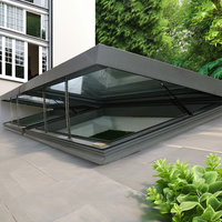 Fenêtre de toit moderne à cadre en aluminium, double vitrage trempé, lamellé-collé, pour jardin, avec persienne, sécurité intelligente et automatique
