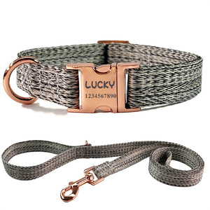 Guinzaglio in nylon imbottito per cani, con collare anti-smarrimento e decorazioni a nastro, personalizzabile, a sgancio rapido, per tutte le stagioni - Product Image 1
