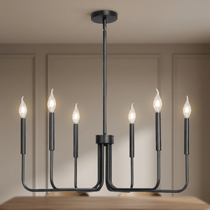 Lustre moderne à 6 lumières fait à la main, éclairage intérieur, lampe suspendue à LED noire avec lumière blanche chaude 2700K - Product Image 4