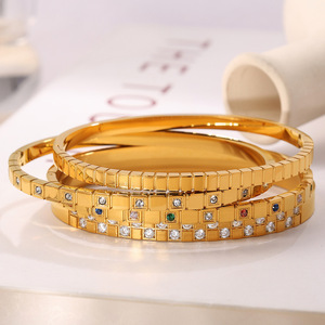 Geometric Gold Plated <b>Bracelets</b> With <b>Crystal</b> Rhinestones Unisex Jewelry - Product Image 3