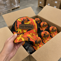 Casquette Trucker 5 Panneaux Personnalisée avec Logo Qualité Supérieure, Camouflage Orange, en Maille, pour Chasse en Extérieur, Casquette de Baseball Snapback, Vente en Gros, Performance Optimale
