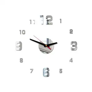 2024 ความแปลกใหม่การออกแบบที่ทันสมัยตกแต่งบ้านสติ๊กเกอร์ติดผนังนาฬิกา 3D Frameless ขนาดใหญ่ DIY นาฬิกาแขวน