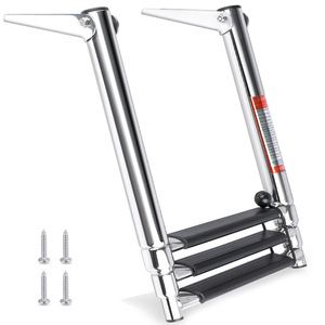Stainless Steel Boat Ladder 3 <b>Step</b> Foldable With Non Slip Treads For Boat Deck Access - Product Image 1