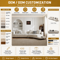 Sofa modular berbentuk L dengan desain alas mengambang, kain minimalis Italia Horizonte, jok kain, OEM, pelapisan khusus.