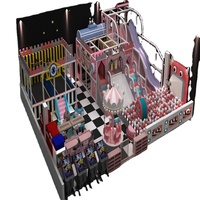Aire de jeux intérieure commerciale en aluminium durable, couleur macaron, haute sécurité, pour enfants de 1 à 16 ans, zone d'aventure douce