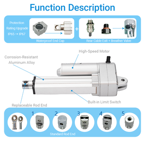 Actuador Lineal de Imán Permanente de Alta Resistencia 3000N 5mm/s 100mm de Carrera, Motor de CC 12/24V para Barredora de Calles y Bicicleta Eléctrica - Product Image 2