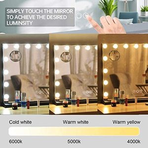 กระจกโต๊ะเครื่องแป้งแบบหรี่ไฟ LED ทันสมัยสำหรับห้องแต่งตัวกระจกแก้วแต่งหน้าตั้งโต๊ะแบบส่วนตัวติดผนังกระจกโต๊ะเครื่องแป้ง - Product Image 4