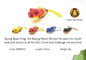 Nouvelle grenouille flottante anti-herbe Boxer Frog pour zones de marais profondes, hameçons <span class=keywords><strong>ultra</strong></span>-affûtés anti-corrosion, caoutchouc souple, attrape le bar - Product Image 6