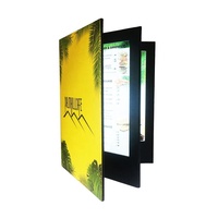 Couverture d'impression UV personnalisée 4 vues 3 panneaux Menu LED pour inserts A4 dossier de menu éclairé rechargeable pour hôtel restaurant