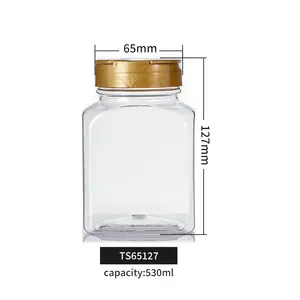 Hersteller liefern 350ml 550ml quadratische flache Kunststoff-PET-Gewürz behälter Flaschen glas für Gewürz pulver und Granulat