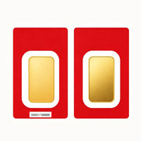 Offre Spéciale : Lingot d'Or en Laiton Plaqué Or avec Emballage Blister et Carte Rouge – Objet de Collection, Artisanat Métallique, Souvenir, Cadeau