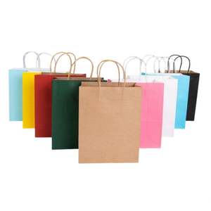 Sac en papier personnalisé avec logo imprimé, sac à emporter de haute qualité avec votre propre marque, emballage avec poignée pour expédition de nourriture et de cadeaux - Product Image 4