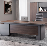 Mobili per Ufficio Direzionale di Alta Gamma, Scrivania Direzionale Moderna a L in Noce Grigio con Ampio Armadio Laterale, Ecologica