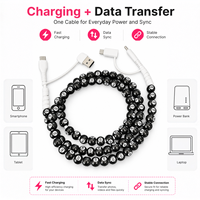 Câble USB multifonction 4-en-1 avec perles de billard 8 balles, chargeur de téléphone à charge rapide, accessoires de voiture tendance, cadeau, câble de données Type C personnalisé
