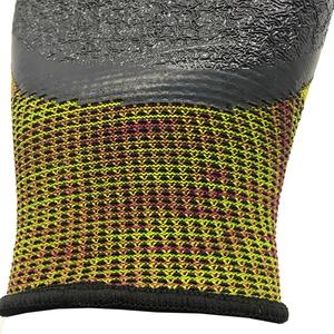 Guantes de trabajo de seguridad laboral de poliéster reforzado con dedos recubiertos de látex arrugado - Product Image 5