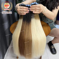 Nouvelle tendance, cheveux vierges 100% russes Remy, cheveux humains raides bruts, extensions de cheveux invisibles à clipser, pas cher, double trame, pour femme de bureau