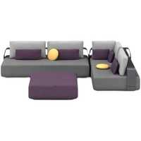 Ensemble de canapés d'extérieur de style nordique avec table basse, coussins imperméables en rotin tressé pour villas, maisons jumelées et jardins