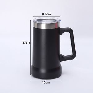Custom logo 24 oz <b>Double</b> <b>Wall</b> Insulated Stainless Steel Powder Coated Handle Classic Design 24oz Beer <b>Mug</b> with Handle - Product Image 2