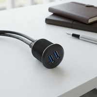 Câble d'accessoire automobile double USB 3.0 3A à charge rapide, blindé en cuivre étamé, gaine PVC tressée, pour montage encastré/dash/panneau